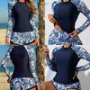 Polyester Spliced Womens Swimwear With Long Sleeve Floral Print For Surfing And Water Sports