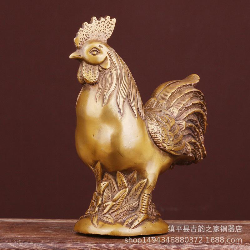 Pure Brass Copper Hen Zodiac Rooster Home Decoration Craft Ornament Bronze Art