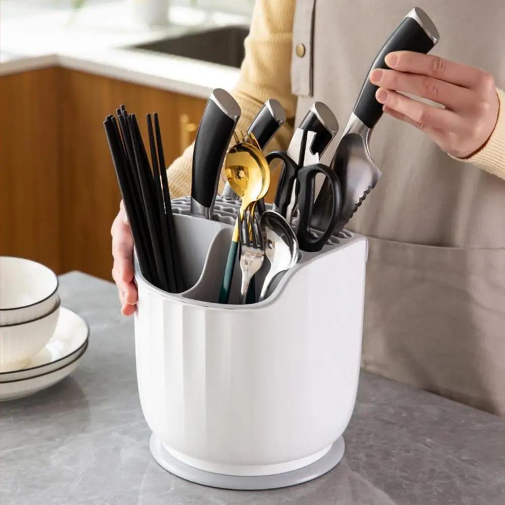 Plastic Drainer Chopstick Spoon Storage Holder Multifunctional Drain Double Layer Cutlery Knife Fork Drain Racks Kitchen Tools