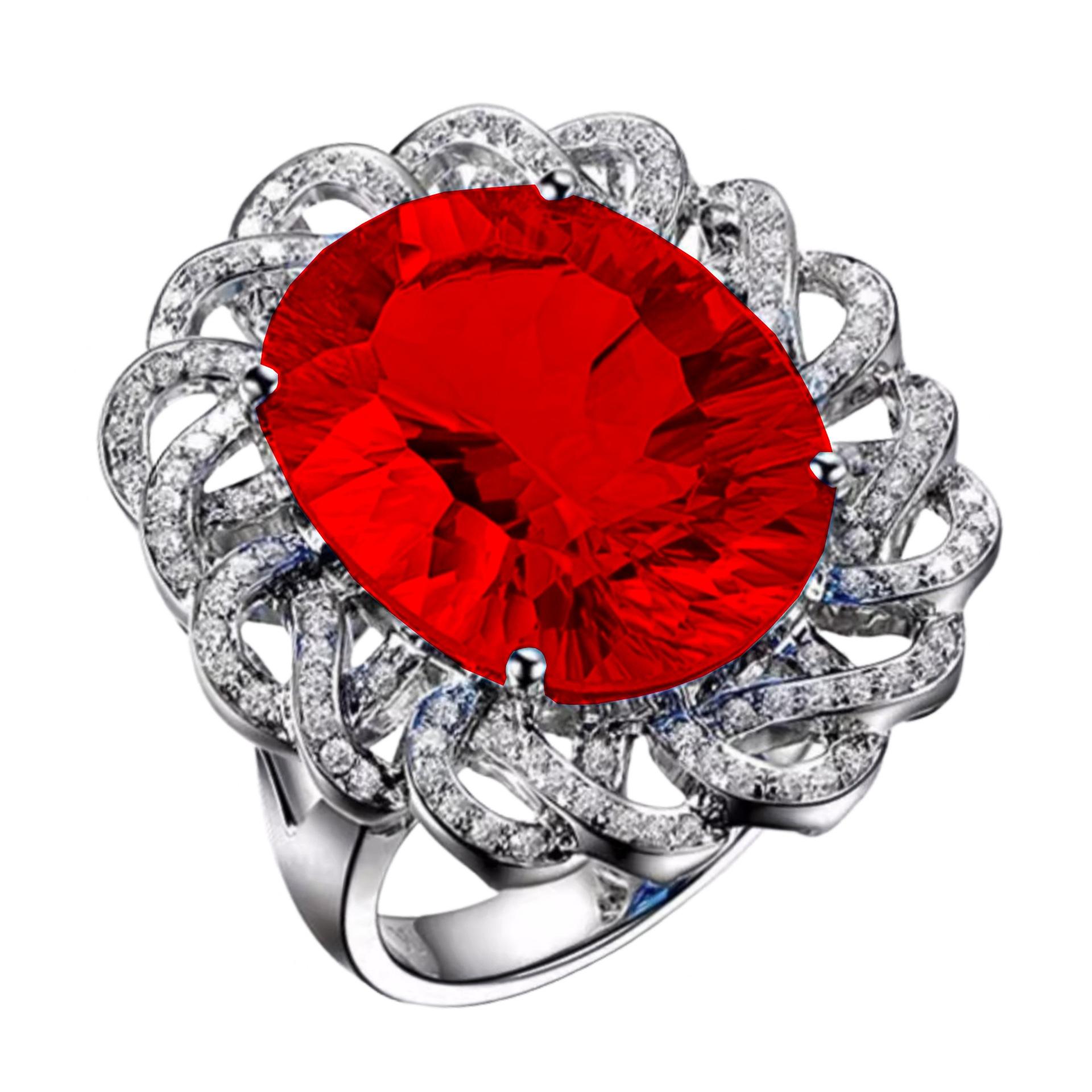 

Кольцо с имитацией натурального топаза, зеленым бриллиантом и красным бриллиантом, 18-каратное покрытие, инкрустированное цветным драгоценным камнем, кольцо с цветком и бриллиантом Resizable