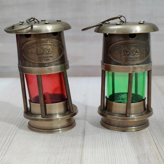 Set of 2 Nautical Brass Ship Lamp, Ship Lantern, Minor Lamp, 15.24 cm Boat Oil Lamp Lantern Colorful Lamp For Home Decoration