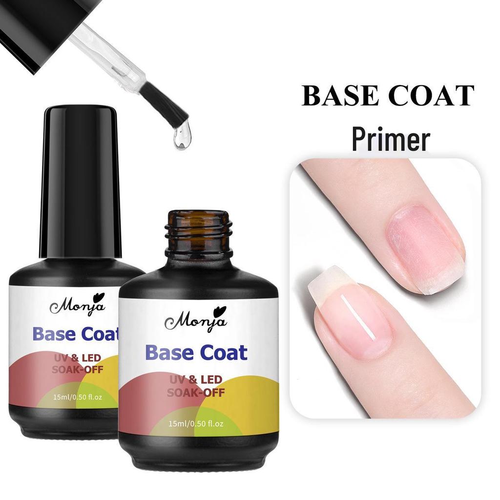Monja Nail Art Transparent Reinforcing Gel with No-Wipe Tempered Top Coat for Salon Crystal-Plated Nails