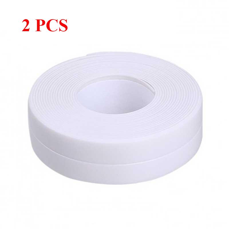 1/2 Pcs PVC Sealing Strip Tape Bathroom Bath Toilet Caulk Tape Self Adhesive Waterproof Mildew Proof Tapes for Kitchen Sink Wall Corner