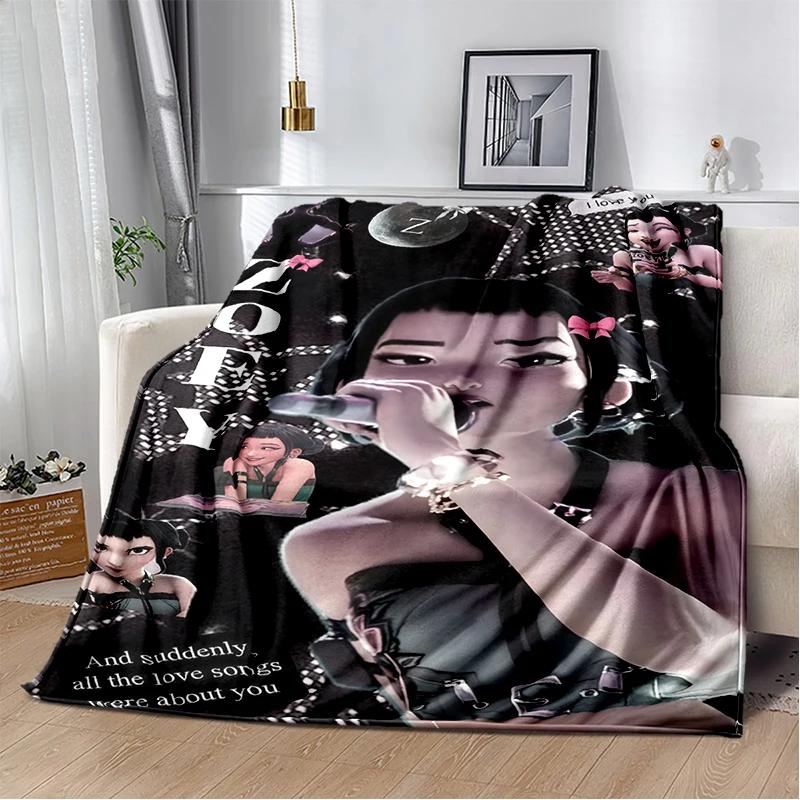 Cartoon Kpop Demon Hunters Rumi Mira Zoey HD Soft Flannel Blanket for Beds Bedroom Sofa,Throw Blanket for Cover Picnic Gift