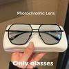 Square Polarized Pochromic Glasses Metal Frame for Men & Women Ideal for Driving