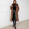 Autumn and Winter Leopard Print Coat Cold-proof Plush Long Women's Hooded Imitation Fur Jacket Top Trench Coat