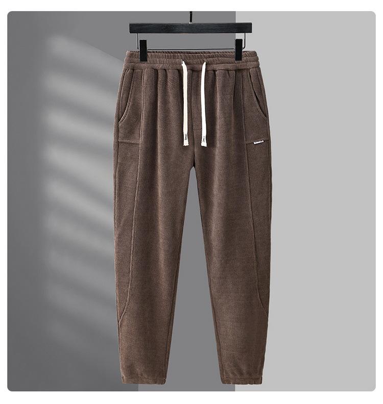 Men's Plus Size Cotton Fleece Pants: Spring/Autumn Straight-Leg Loose Fit for Casual Sportswear