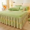 Jupe de lit en Fiber de lait d'hiver, couvre-lit matelassé en dentelle, épais et chaud, couverture de matelas en polaire pour bébé, literie en molleton de corail