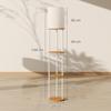 Floor Lamp, Shelves, 3 Color Temperatures, Remote Control, Natural