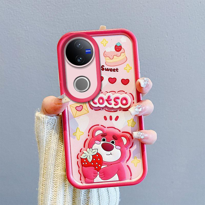 KEYSION Shockproof Case for VIVO V50 5G with Lanyard Soft Silicone Cute 3D Cartoon Doll Phone Back Cover for VIVO V50