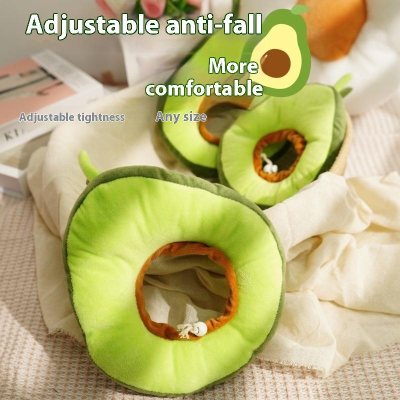 Soft Adjustable Toast Avocado Shaped Cotton Pet Elizabethan Pet Collar Wound Healing Collar Prevent Bite Neck Ring Pet Supplies