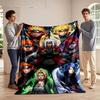 The Pattern Displays Seven Characters In Dynamic Stances with Vibrant Effects. for All Seasons Blanket Lunch Break Throw Gift