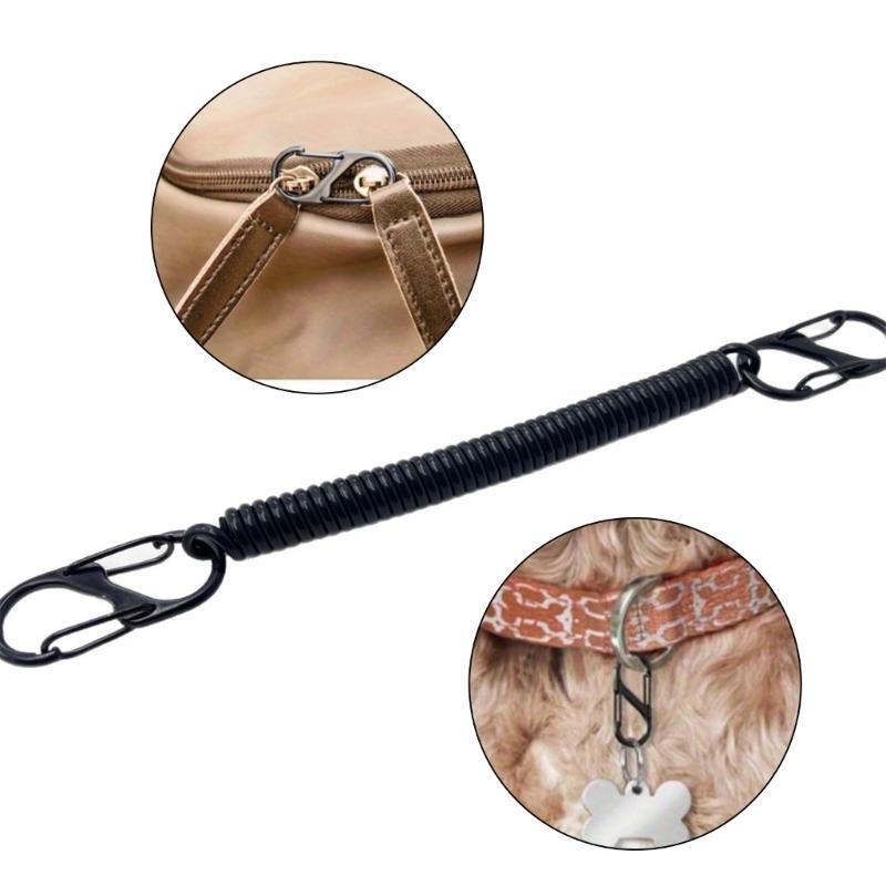 Fishing Lanyards Retractable Coiled Tethers with Carabiner Spring Elastics Rope Boating Fishing Rope Retention Rope