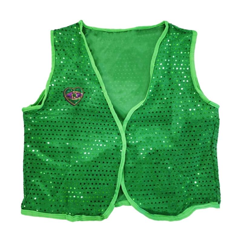 Sparkling Irish Green Sequined Vest for Cospaly Party Nights Festival Celebrations and Role Play Costume Perfection