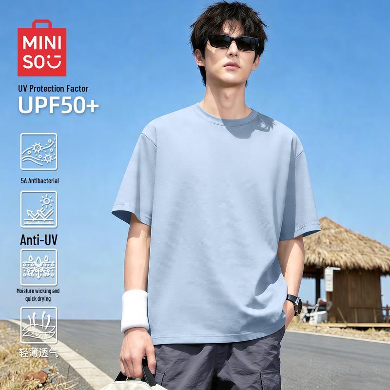 MINISO Men s Quick-Dry Cool Short Sleeve T-Shirt 3XL ледниковый синий