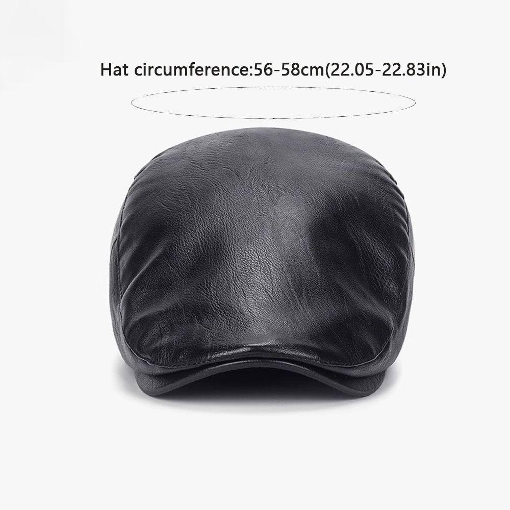 Casual PU Leather Beret Hat Adjustable Strap Hip Hop Panama Hat Vintage Newsboy Cap For Men Women