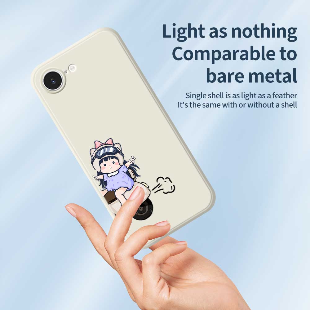 For iPhone 16e Case Helmet Girl Pattern Printing Straight Edge TPU Phone Back Cover