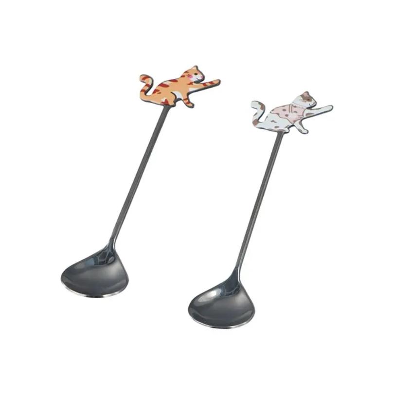 Scoop Polished Cat Fish Stainless Steel Spoon Japanese Korean Style Colorful Stirring Spoon Stirring Spoon Teaspoon Cake
