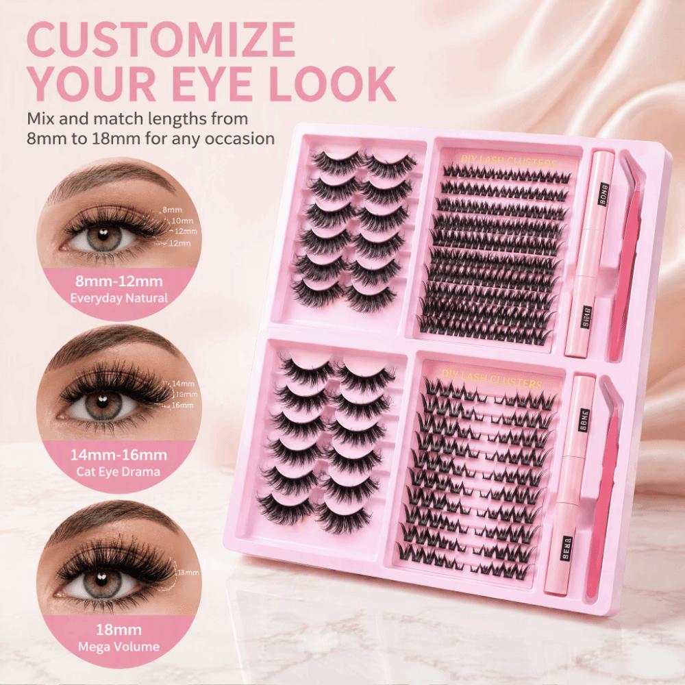 Natural curl Individual Segment Lashes Dense Volume DIY Eye Lashes False eyelash set Daily Makeup
