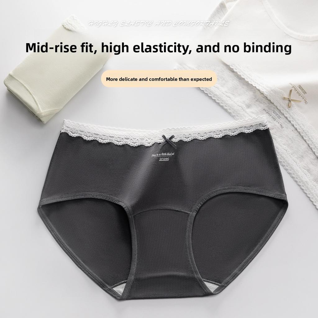 Women's Spring and Autumn Cotton 10A Antibacterial Extended Cotton Crotch Middle Waist Triangle Briefs