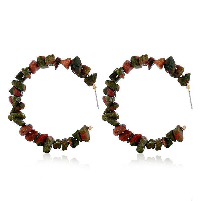 Bohemian Handmade Beaded Ear Cuffs With Geometric Pattern For Trendy Spring Outfits зелёный