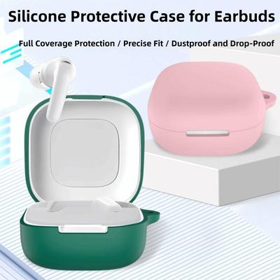 Silicone Earphone Case Anti Drop Dustproof Bluetooth Headphone Cover with Carabiner Shockproof for Anker Soundcore R60i NC
