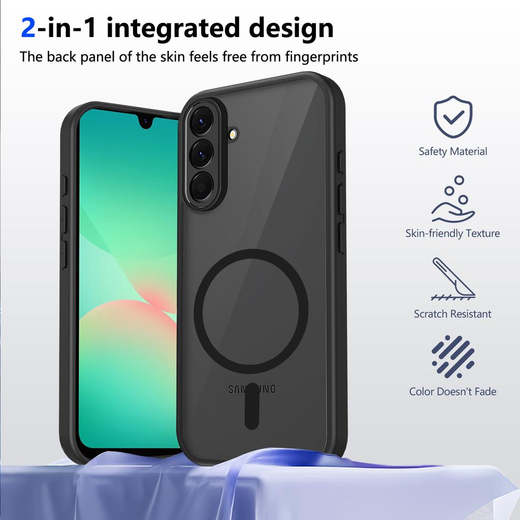Für Samsung Galaxy A57 5G Magnetische Hülle Skin Touch Matt PC + TPU Anti-Drop Handyhülle