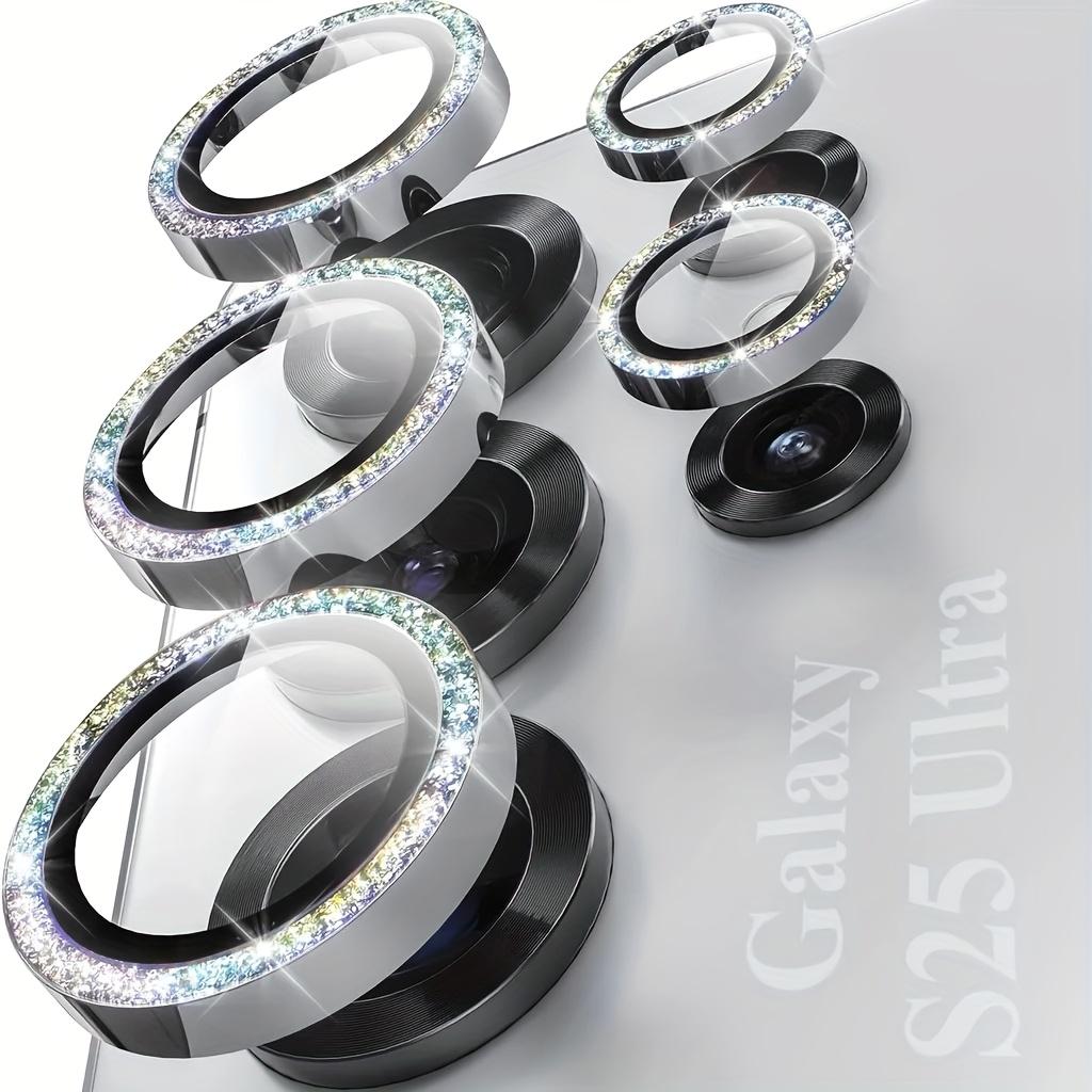 1 Τεμάχιο Γυαλί Tempered με Γκλίτερ για Φακό Κάμερας Για Samsung Galaxy S25 S24 S23 S22 Ultra HD Διαυγές Προστατευτικό Φακού Κάμερας Μεταλλικό Δαχτυλίδι Φιλμ Φακού