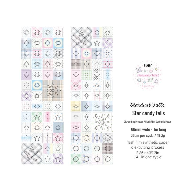 Glitter Die-Cut Adhesive Tape - Duet Series: 4 Styles, Plaid Theme, Sugar Poem Synthetic Paper