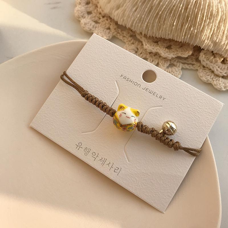 

Fashion Cute Cat Bracelet For Girls Adjustable Colorful Beaded Bracelets Harajuku Ceramics Anime Pendant Charm Bracelets Jewelry