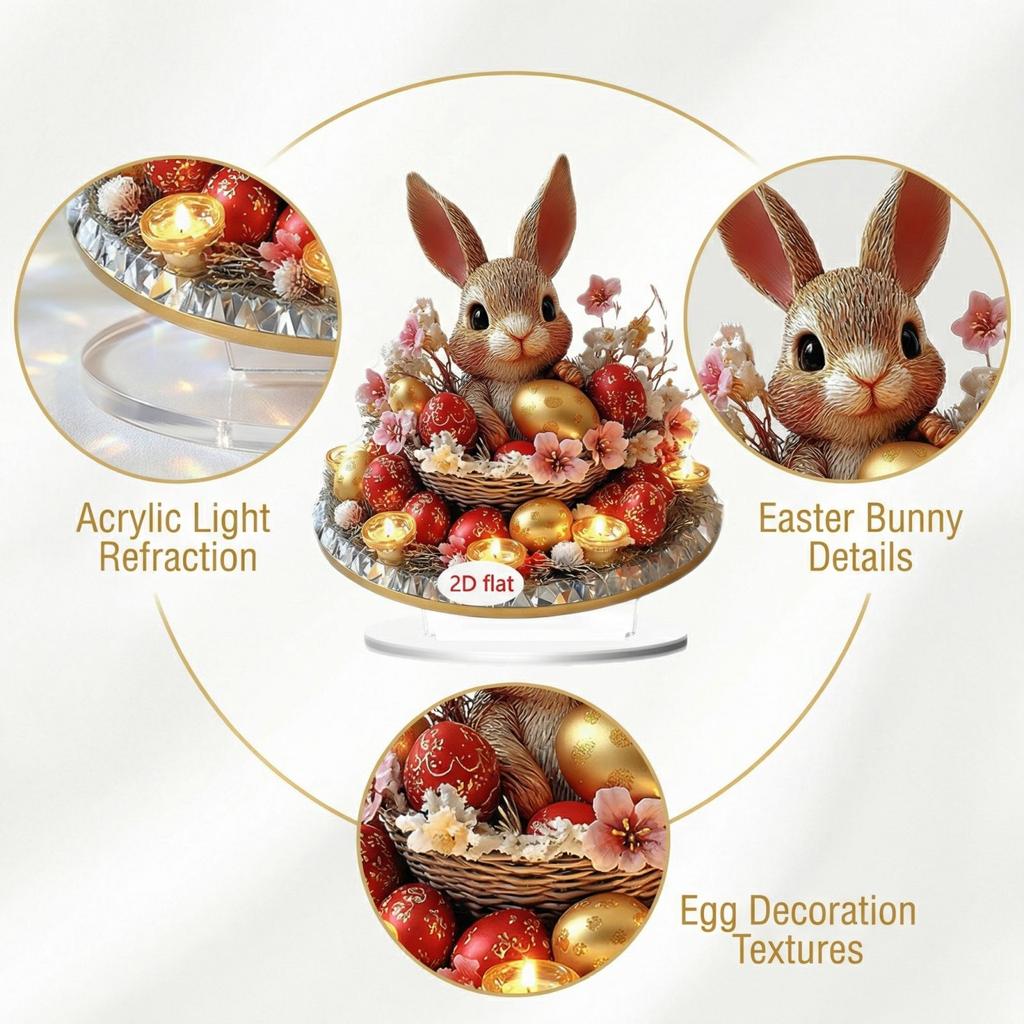 2D Resurrection Easter Rabbits Acrylic Home Decor Ornament