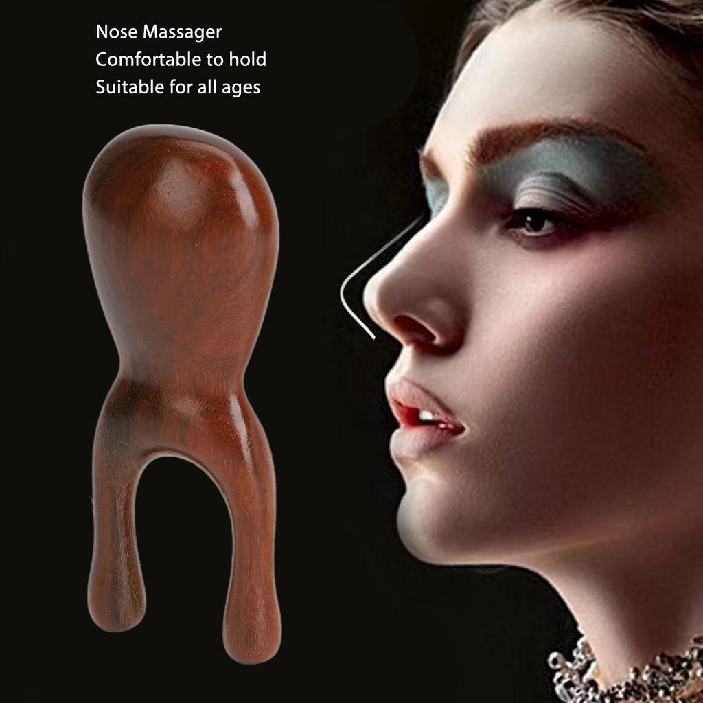 2pcs Nose Massager Scraper Reduce Muscle Tension Relieve Facial Edema Portable Wooden Nose Massager