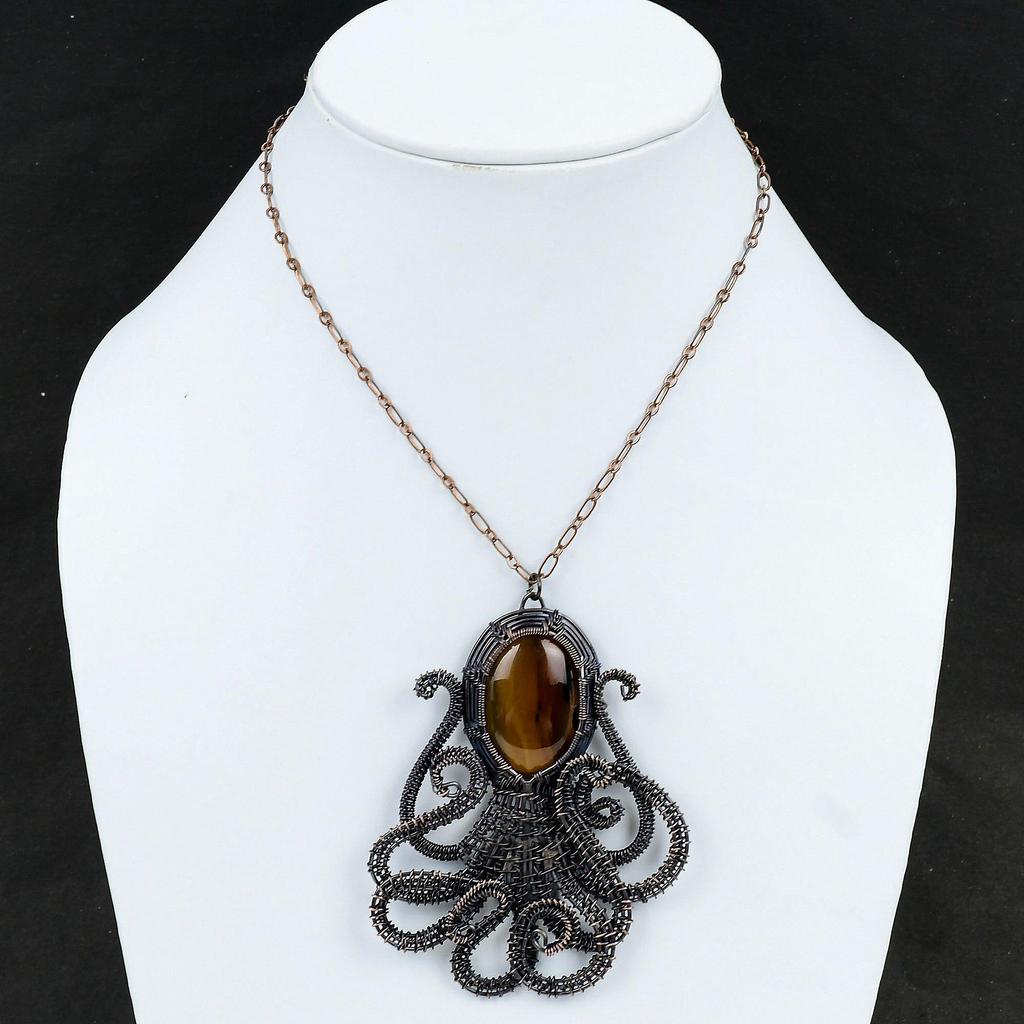 Montana Agate Pendant Copper Wire Wrapped Pendant Handmade Copper Jewelry Gemstone Octopus Pendant Engagement Gift Montana Agate Jewelry