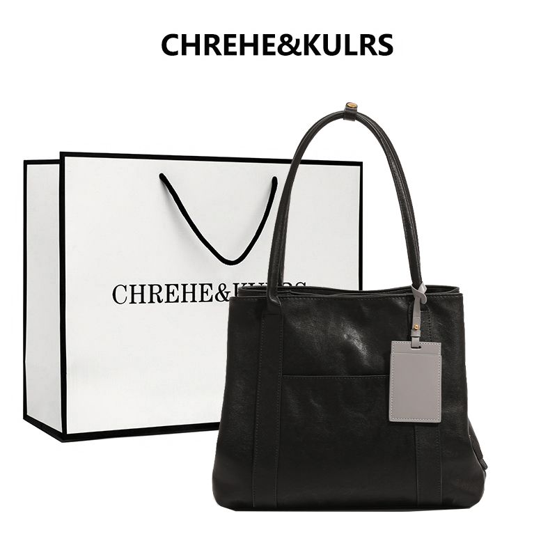 

Chrehe & Kulrs Niche Style Large Capacity Totes Female 2025 New Arrival Super Hot Commuter Shoulder Bag Underarm Bag Black [counter genuine goods collection gift bag]]