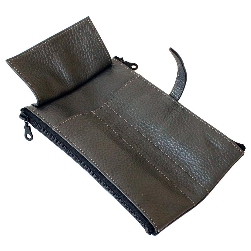 CCOMPANY LIMITED Pen Case Lupo 2 Second Genuine Leather Italian Leather Pencil Case x (Black Gray)