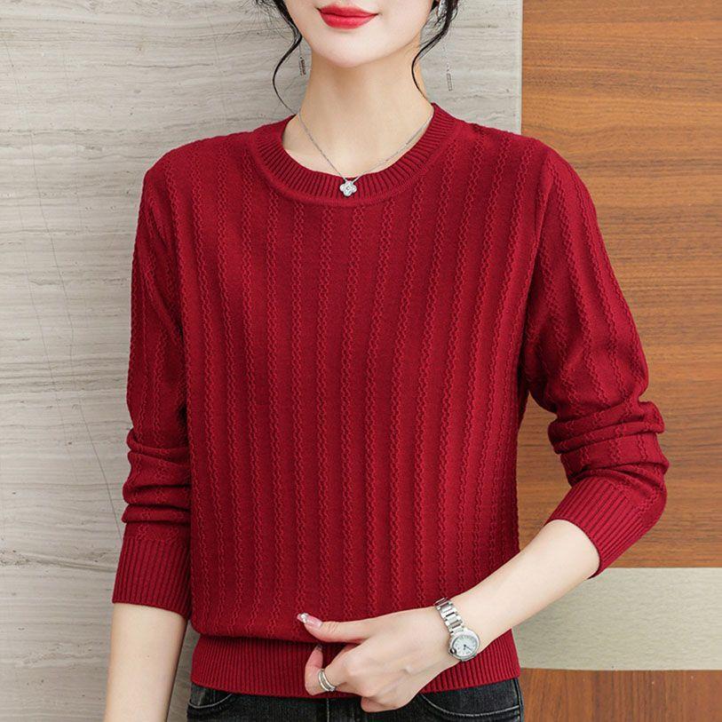 Fall Winter Women's Plus Size Sweater Short Crew Neck Knitwear Sweater Loose Pullover Knit Top Stretch Jumper
