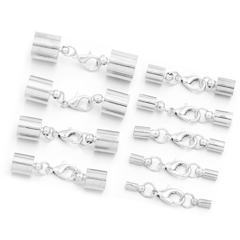 10Sets Leather Cord Bracelet Lobster Clasps Hooks 3 4 5 6 8 10mm Crimps End Tip Caps Connectors DIY Jewelry Making Accessories