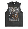 Canotta Senza Maniche Tupac Grafica Retro High Street Cotone Pesante