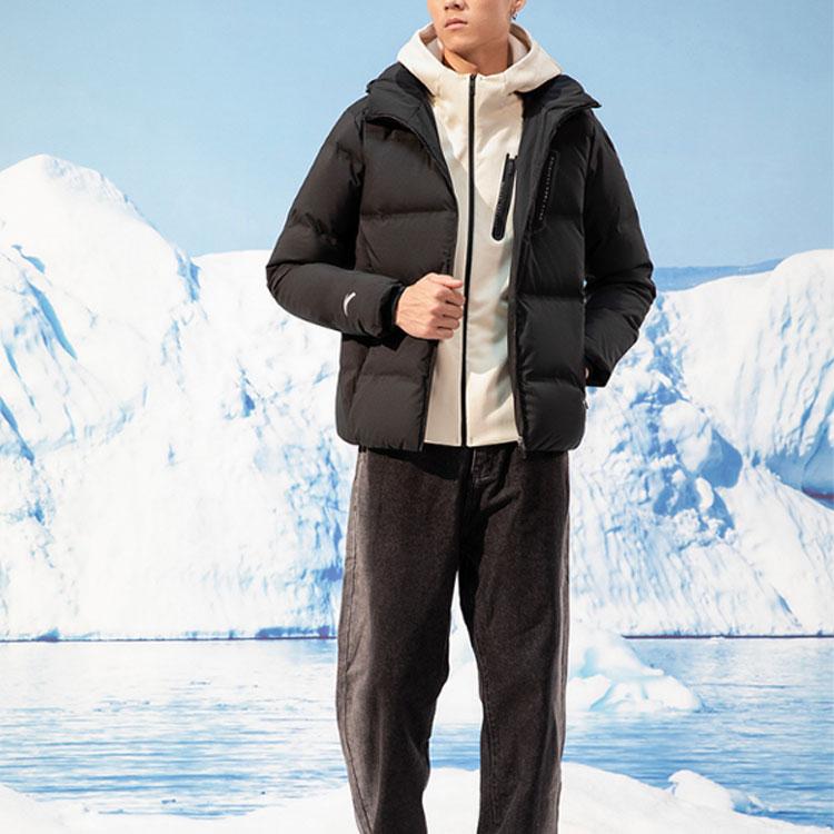 Anta Flame Technology Short Warm Hooded Down Jacket Men Outerwear Black 952147911-3