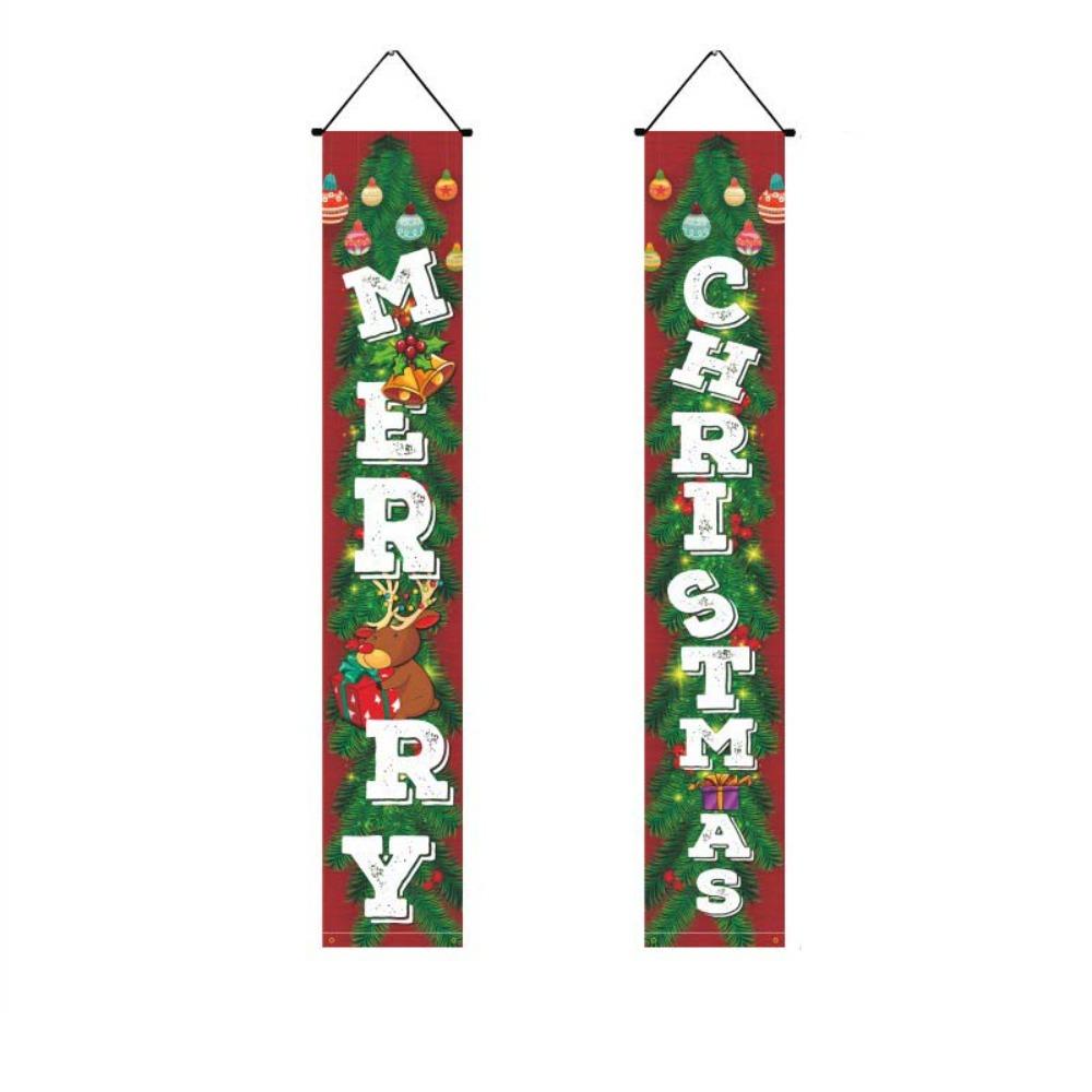 1 pair Rectangular Xmas Hanging Flags Large Size Merry Christmas Banner  Garden