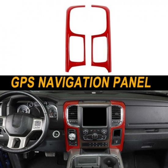 

Center Console Dash GPS Navigation Panel Trim Cover For Dodge RAM 1500 10-17 Red
