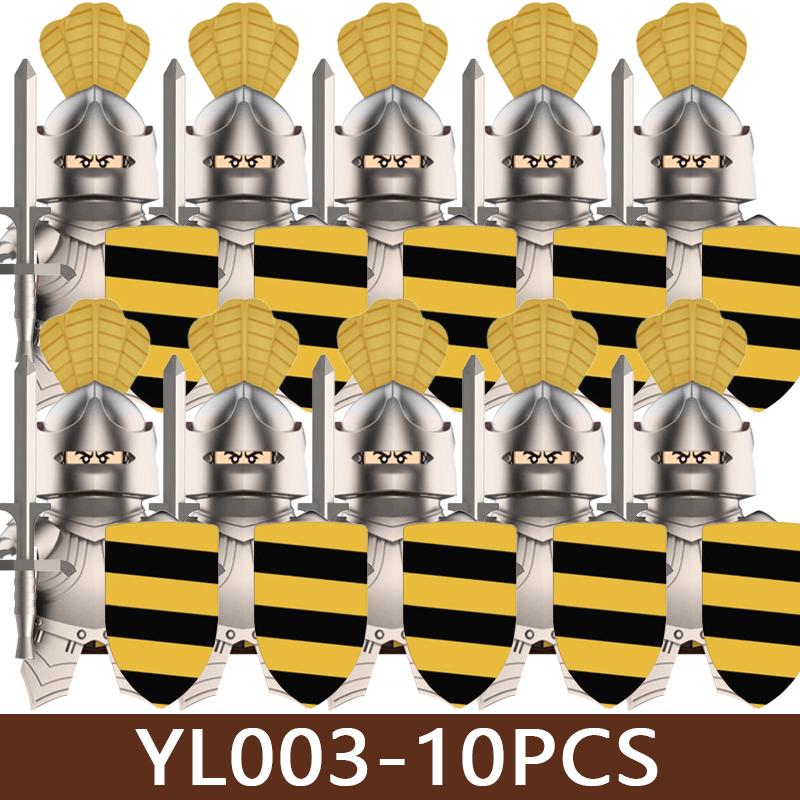 Medeltida Slottssoldat Figurer Byggklossar Militär Armé Riddare Romersk Krigare Infanteri Milis Orcher Tillbehör Klossar Leksaker