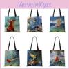 Scenery Shoulder Bag Mermaid Cartoon 2022 Women Reusable Canvas Tote Bag Harajuku Casual Shopping Folding Storage Handbag