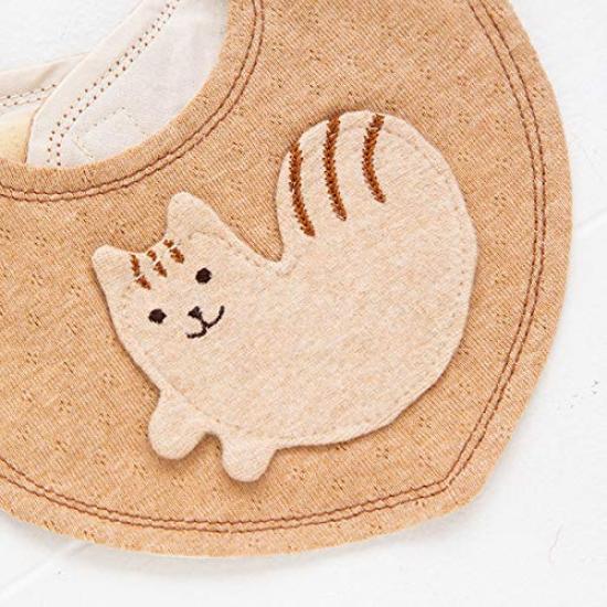 Pompkins BABY Coton Biologique Mini Fabriqué au Japon Y-1298 100% [Série Écureuil] Bavette, (marron)