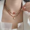 Exquisite Retro Crystal Cat's Eye Pendant Sweater Necklace – Autumn/Winter Maillard Series