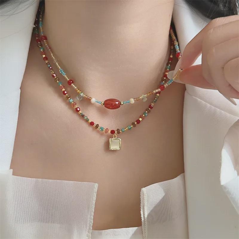Exquisite Retro Crystal Cat's Eye Pendant Sweater Necklace – Autumn/Winter Maillard Series
