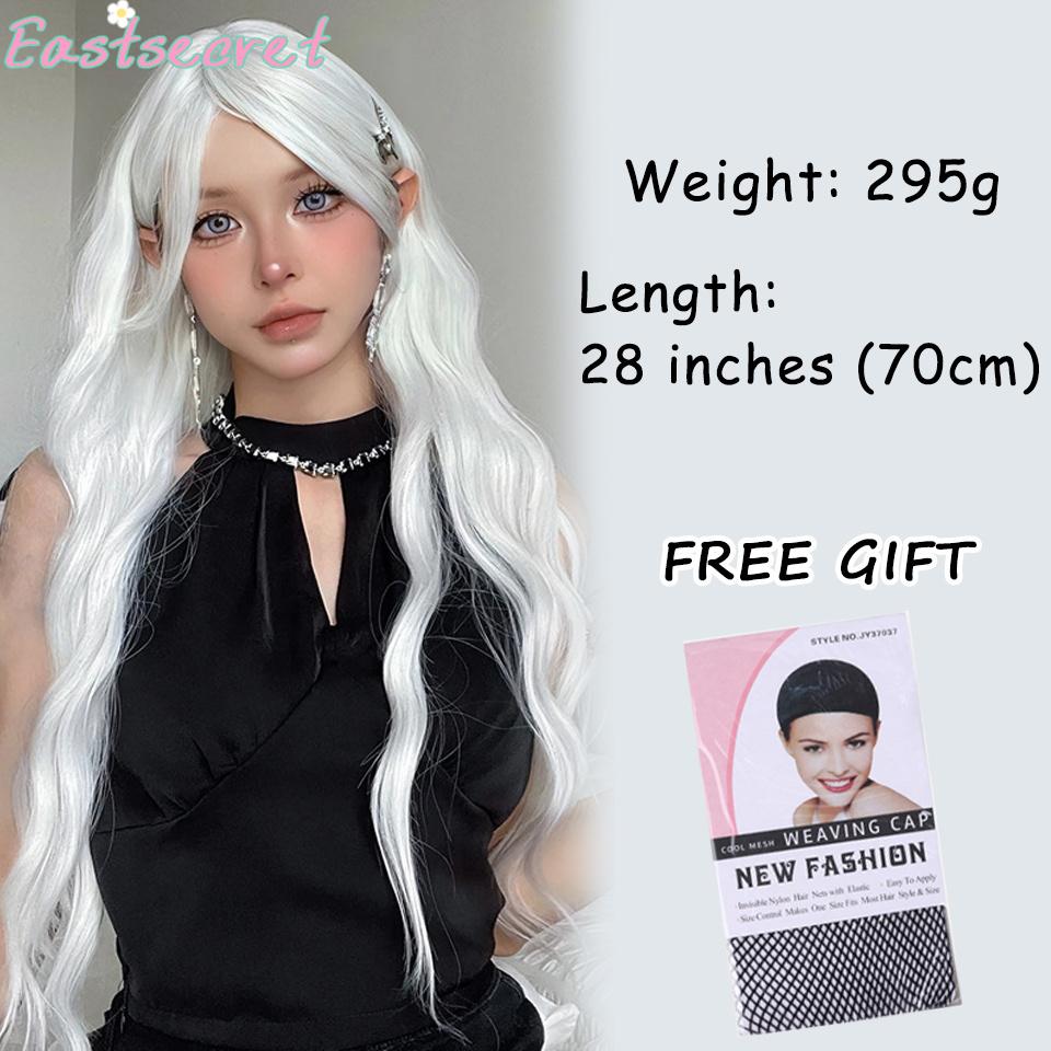 

22Inch Sea Blue Color Synthetic Wigs Middle Part Long Natural Wavy Hair Wig For Women Cosplay Drag Queen Party Heat Resistant