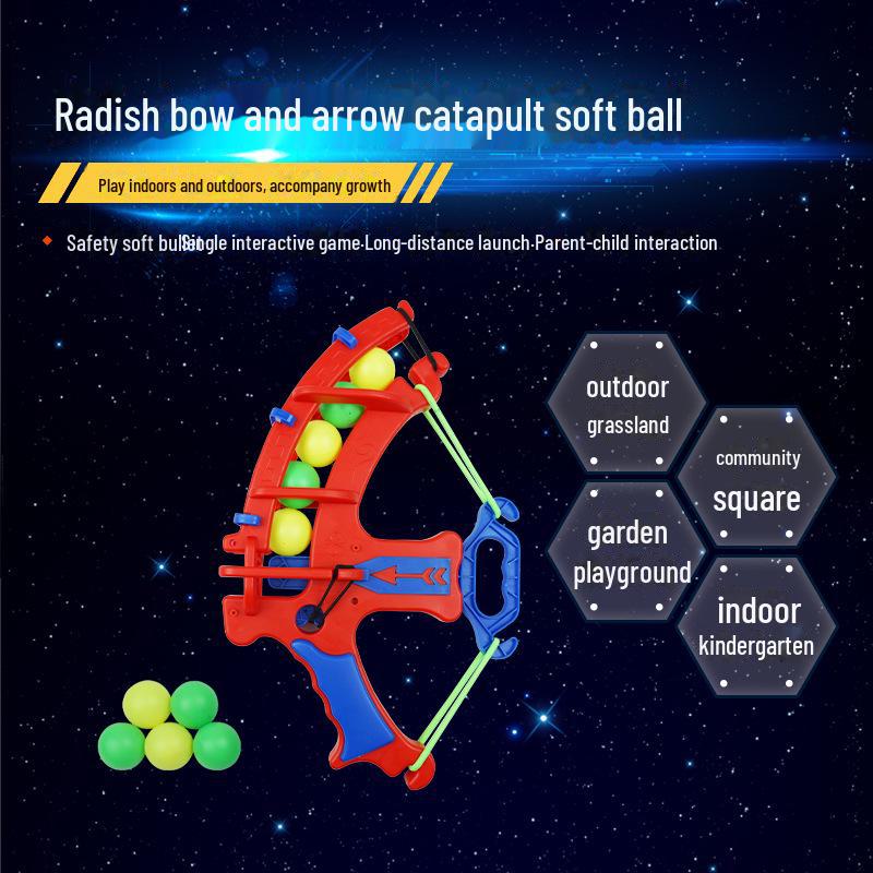 Kids' Catapult Radish Bow & Arrow Set - Parent-Child Interactive EVA Target & Cotton Ball Shooting Toy