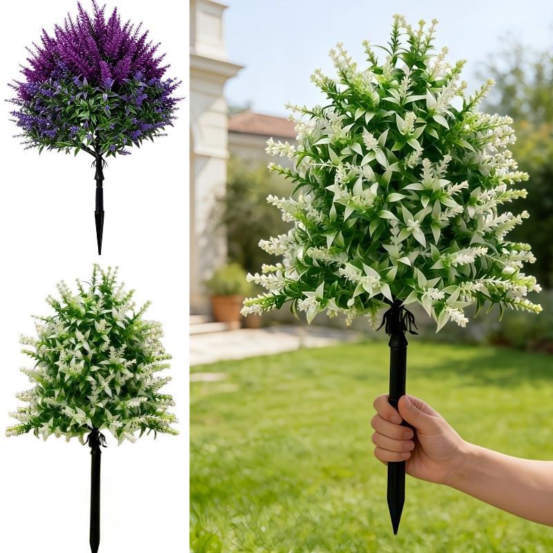 Artificial Lavender Topiary Stake Plant Fake Violet Flower Ground Stake For Garden Yard Patio Lawn Outdoor Landscape Decor
