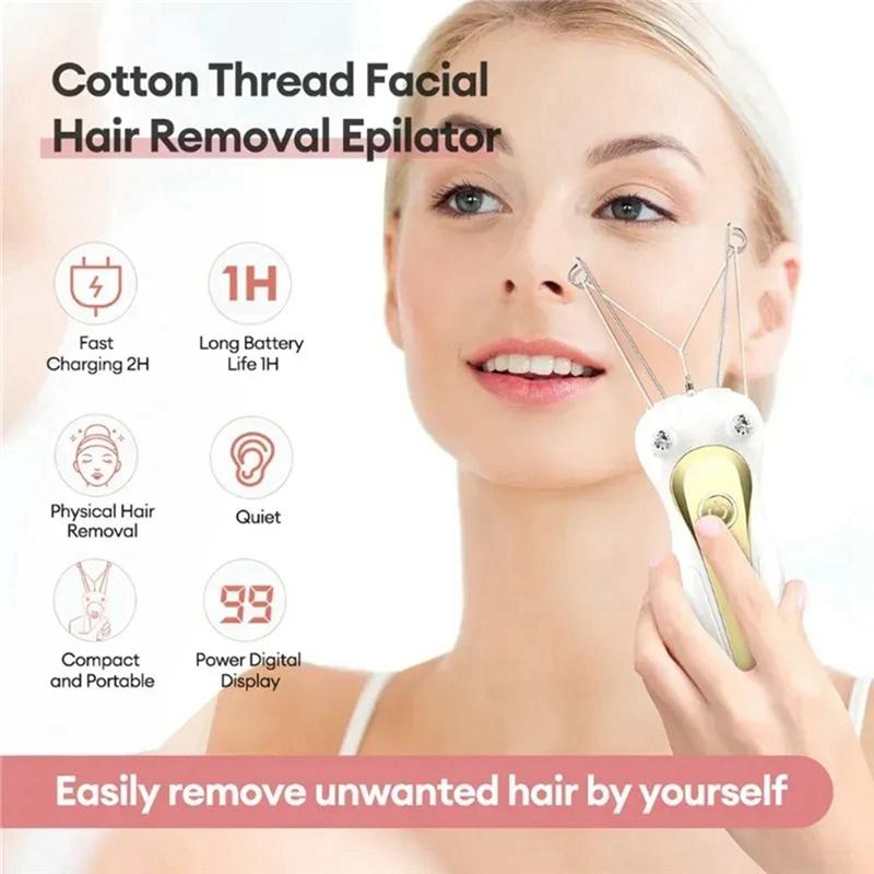 

A55F-Electric Body Hair Remover Cotton Thread Epilator Leg And Arm Shaver Women s Beauty Neck Thread Epilator LCD Display